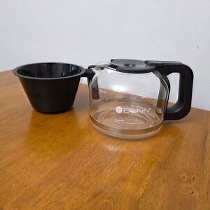 BUNN Coffee Carafe Glass 10 Cup‎ Black Lid Handle with Brew Basket Replacement